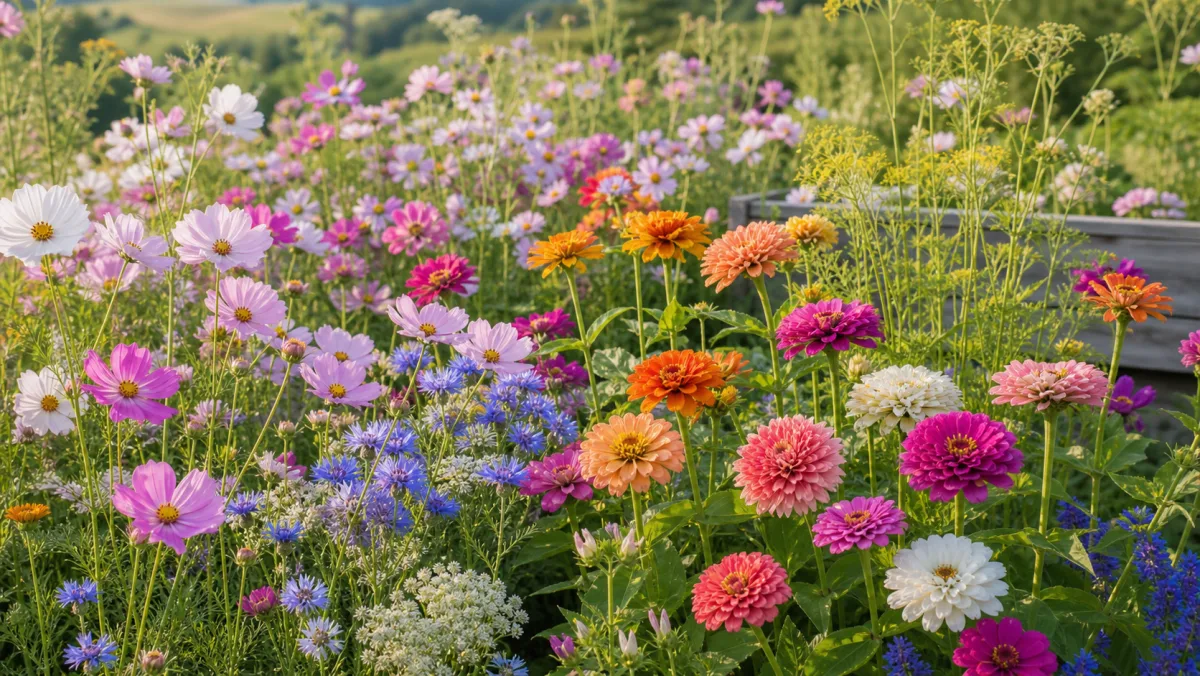 Sommerlige snittblomster i mange farger klare til bukett